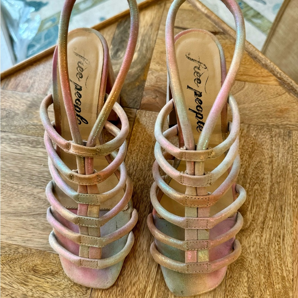 Free People Rainbow Metallic Heels